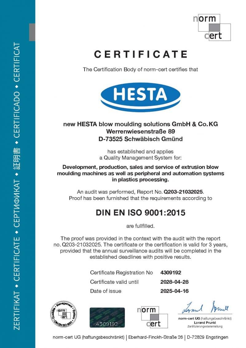 Hesta_Zertifikat_ISO-9001_en DIN ISO 9001 Qualitätsmanagement en