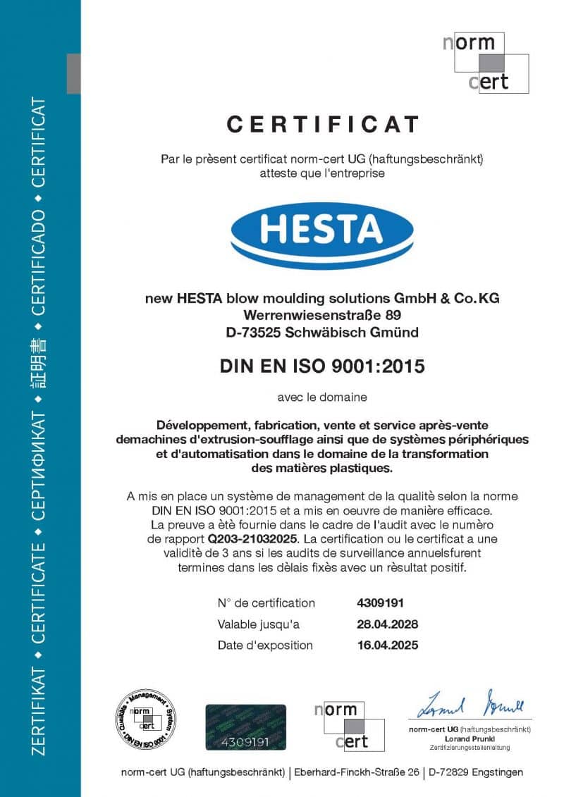 Hesta_Zertifikat_ISO-9001_fr DIN ISO 9001 Qualitätsmanagement fr
